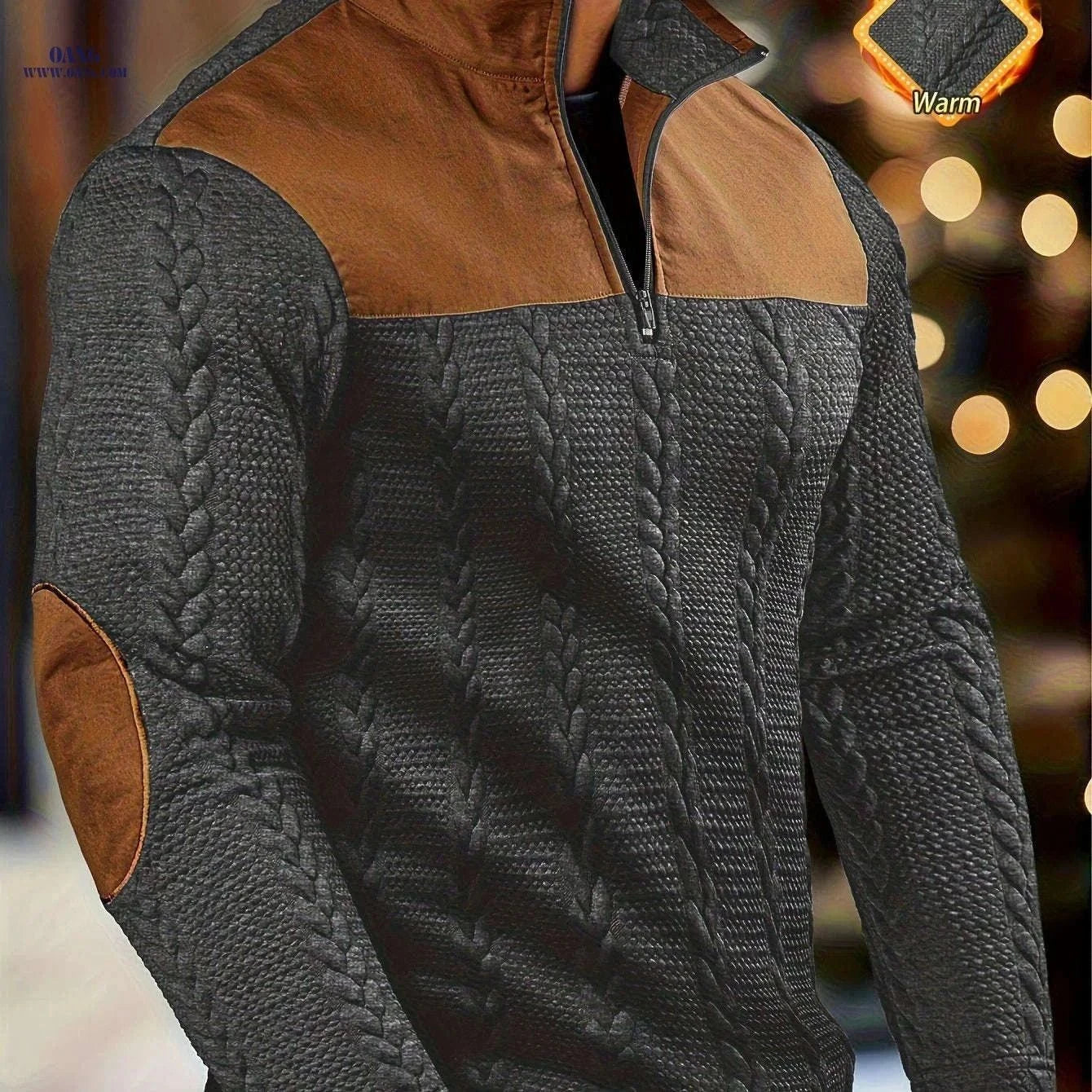 CLQWE Men's Casual Fashion Top - Henley Style for Autumn/Winter   OAXG Black / FR S