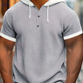CLQWE Men's Casual Hooded Henley Shirt - Color Block, Short Sleeve   OAXG 