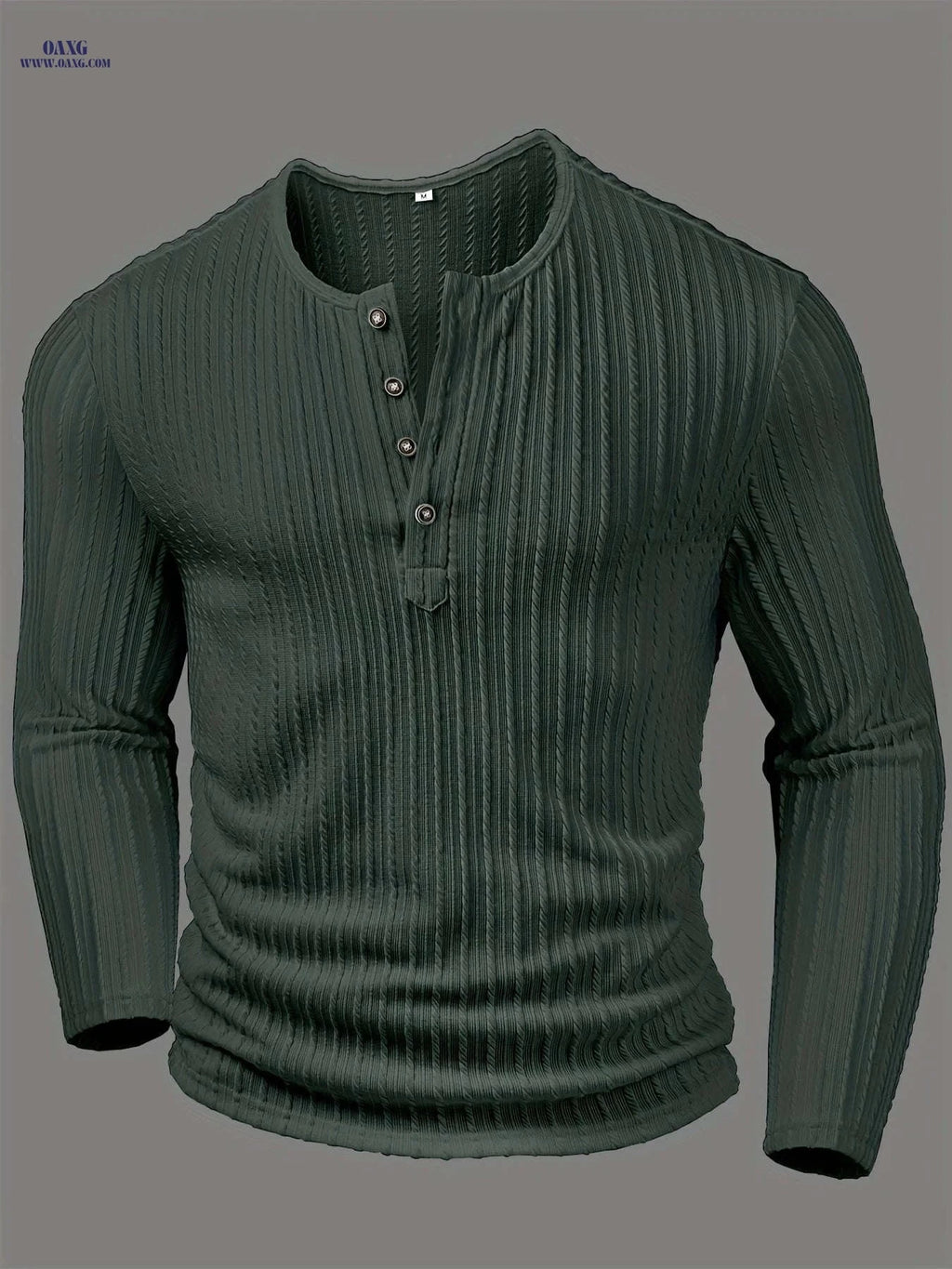 CLQWE Men's Casual Knit Henley T-Shirt - Long Sleeve, Solid Color   OAXG 