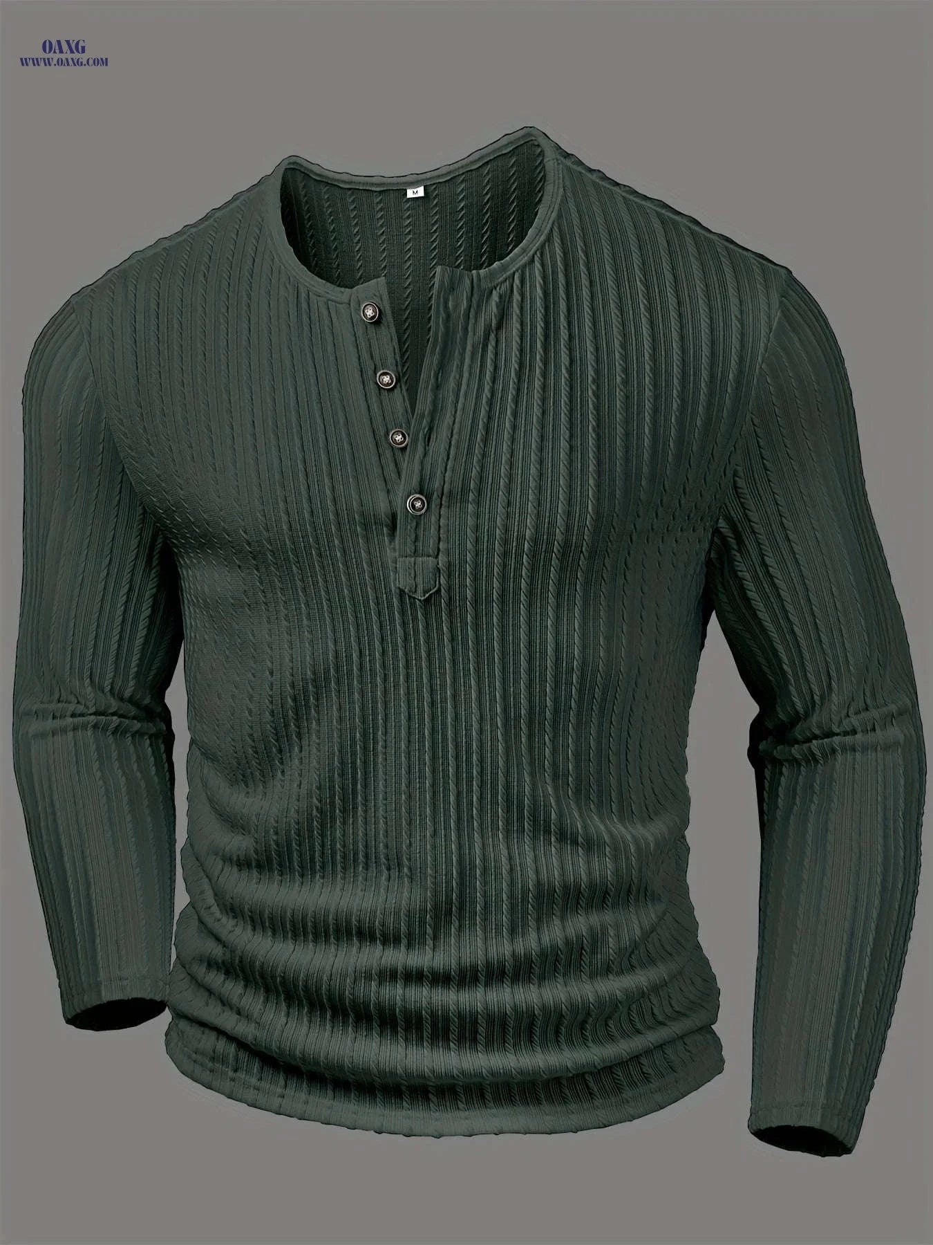 CLQWE Men's Casual Knit Henley T-Shirt - Long Sleeve, Solid Color   OAXG 