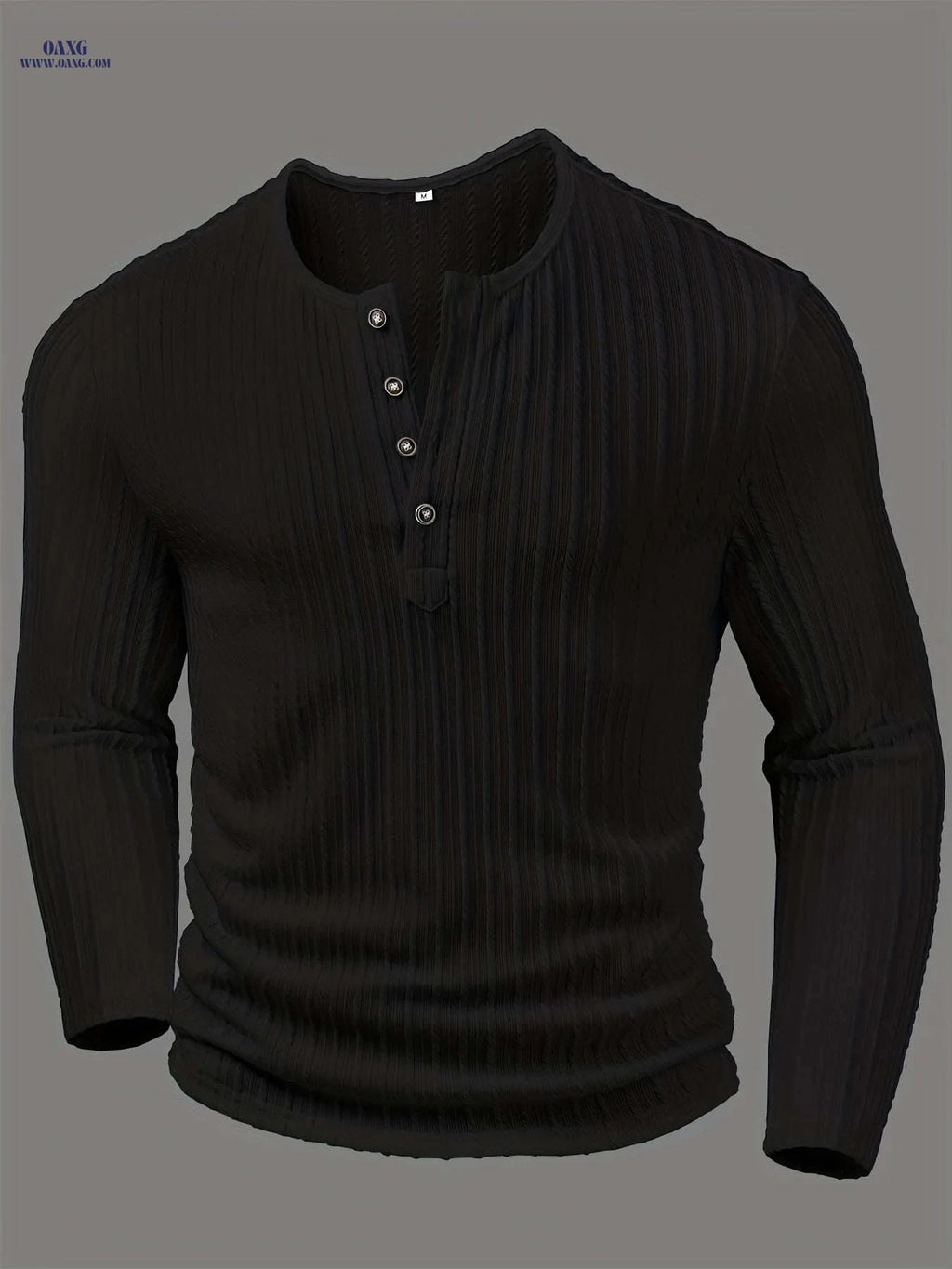 CLQWE Men's Casual Knit Henley T-Shirt - Long Sleeve, Solid Color   OAXG White / FR S