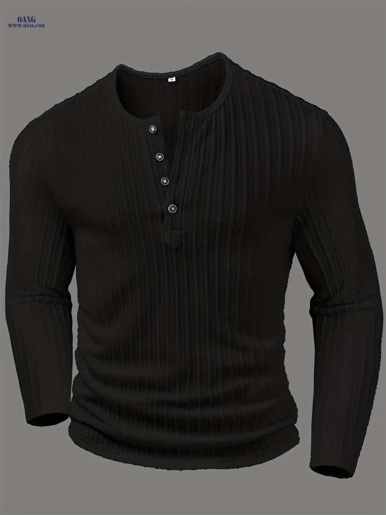 CLQWE Men's Casual Knit Henley T-Shirt - Long Sleeve, Solid Color   OAXG White / FR S