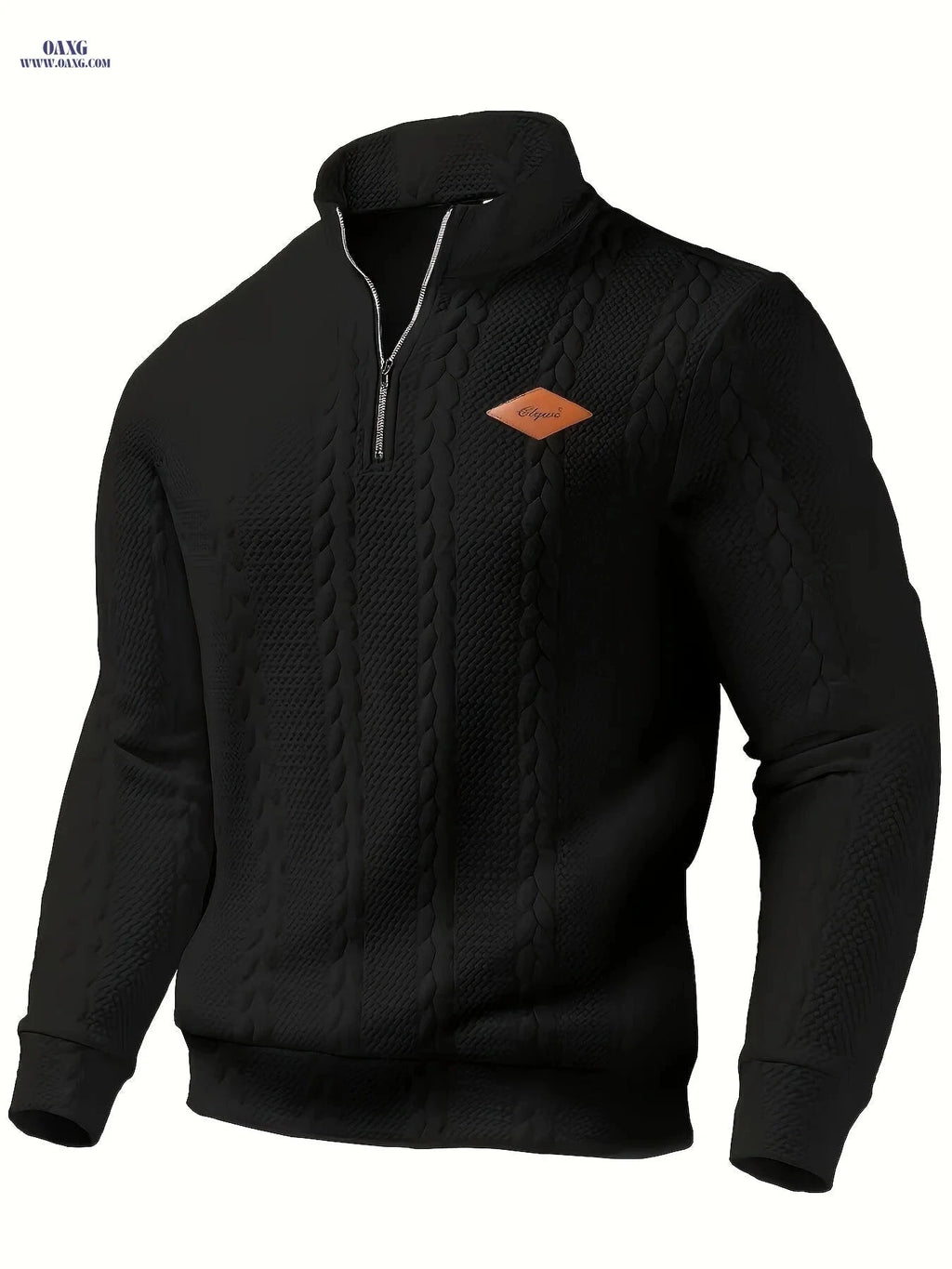 CLQWE Men's Casual Knitted Sweater - Long Sleeve, Zipper Detail   OAXG Dark Gray / FR S