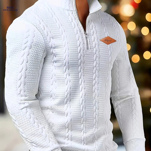 CLQWE Men's Casual Knitted Sweater - Long Sleeve, Zipper Front   OAXG 