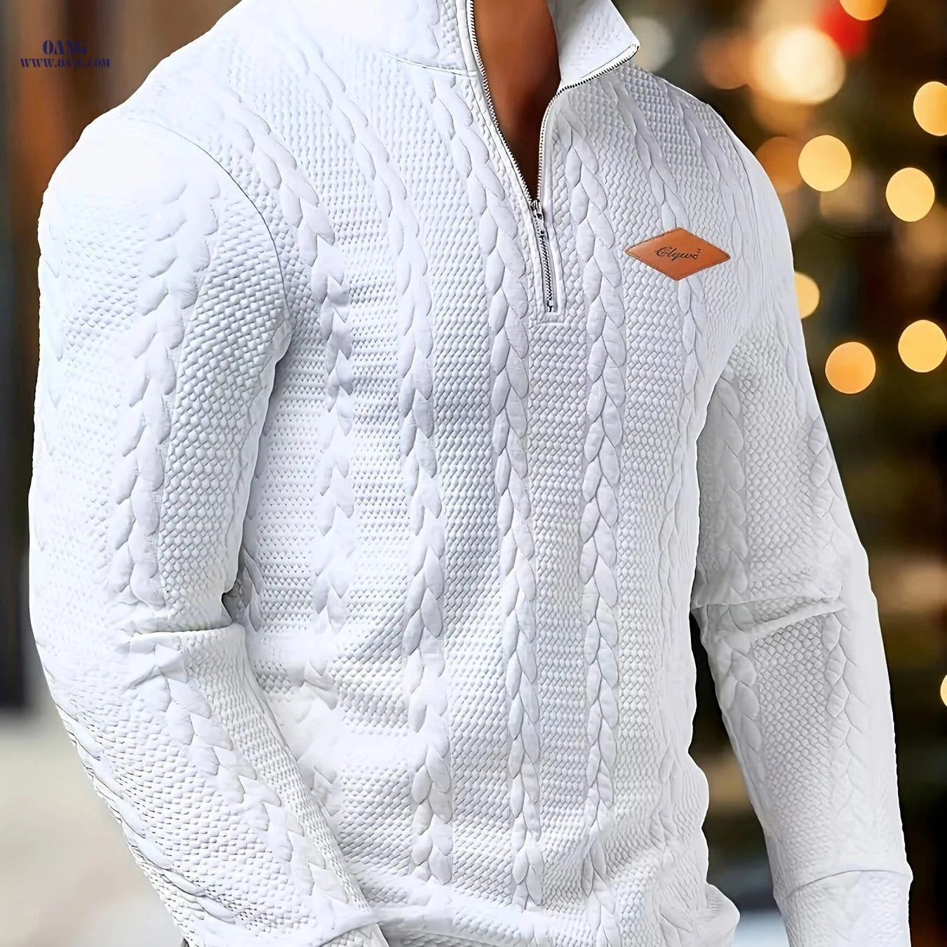 CLQWE Men's Casual Knitted Sweater - Long Sleeve, Zipper Front   OAXG Dark Gray / FR S