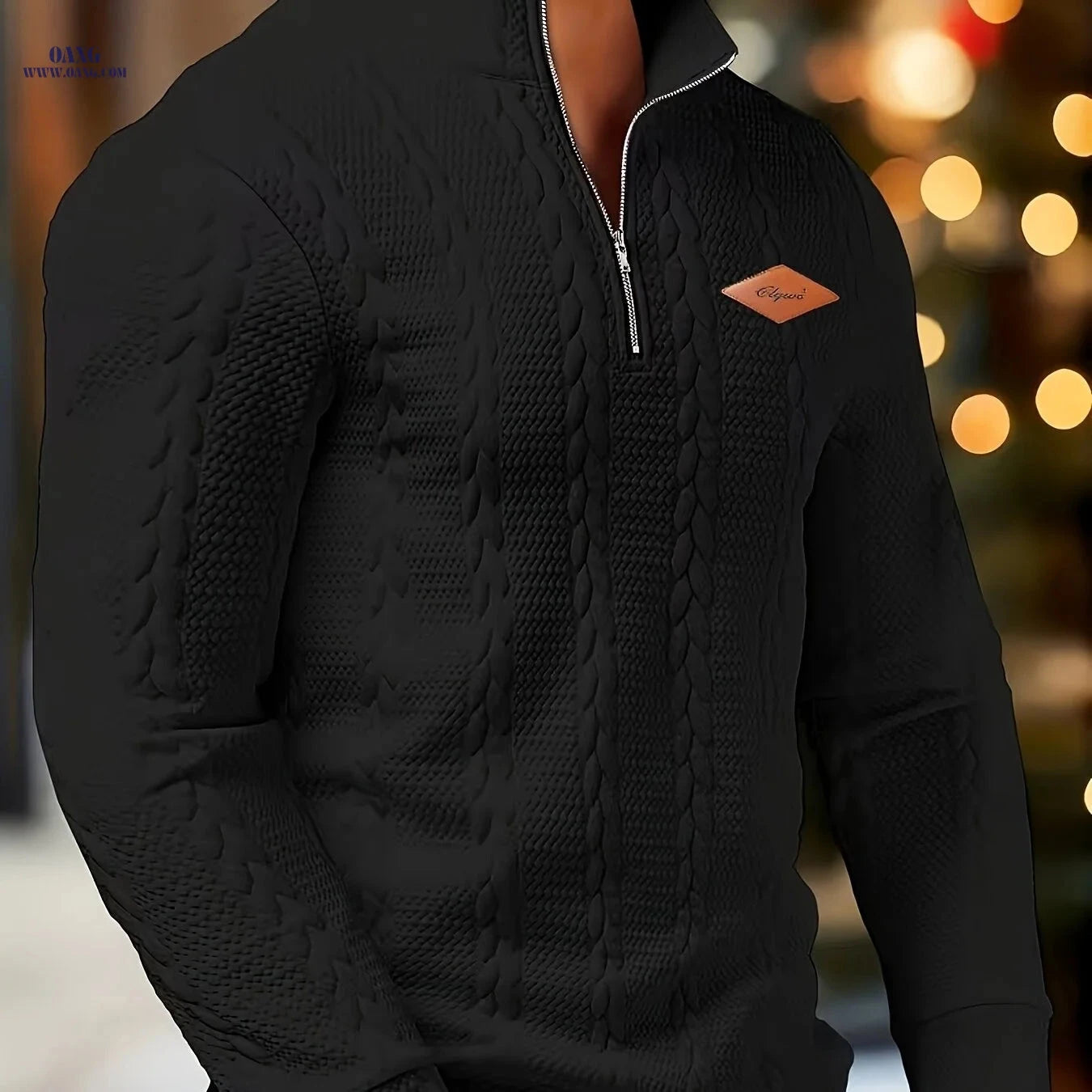 CLQWE Men's Casual Knitted Sweater - Long Sleeve, Zipper Front   OAXG 