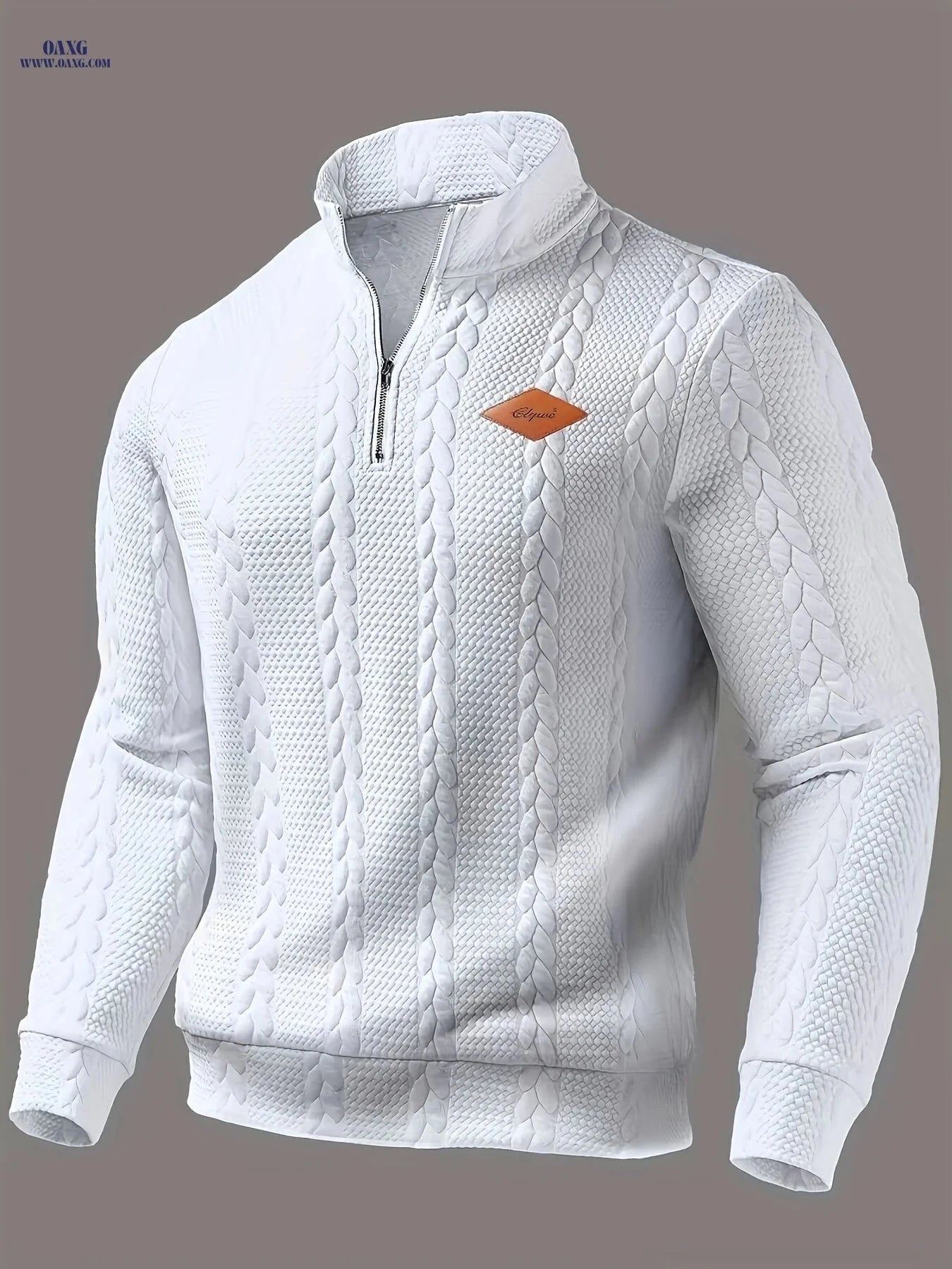 CLQWE Men's Casual Knitted Sweater - Long Sleeve, Zipper Front   OAXG 