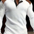 CLQWE Men's Color-Blocked Henley Shirt - Textured Waffle Casual Wear   OAXG 