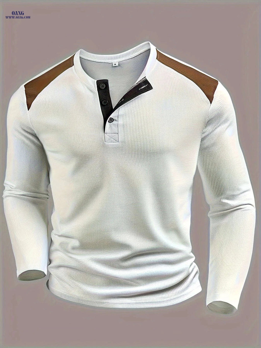 CLQWE Men's Color-Blocked Henley Shirt - Textured Waffle Casual Wear   OAXG White / FR S