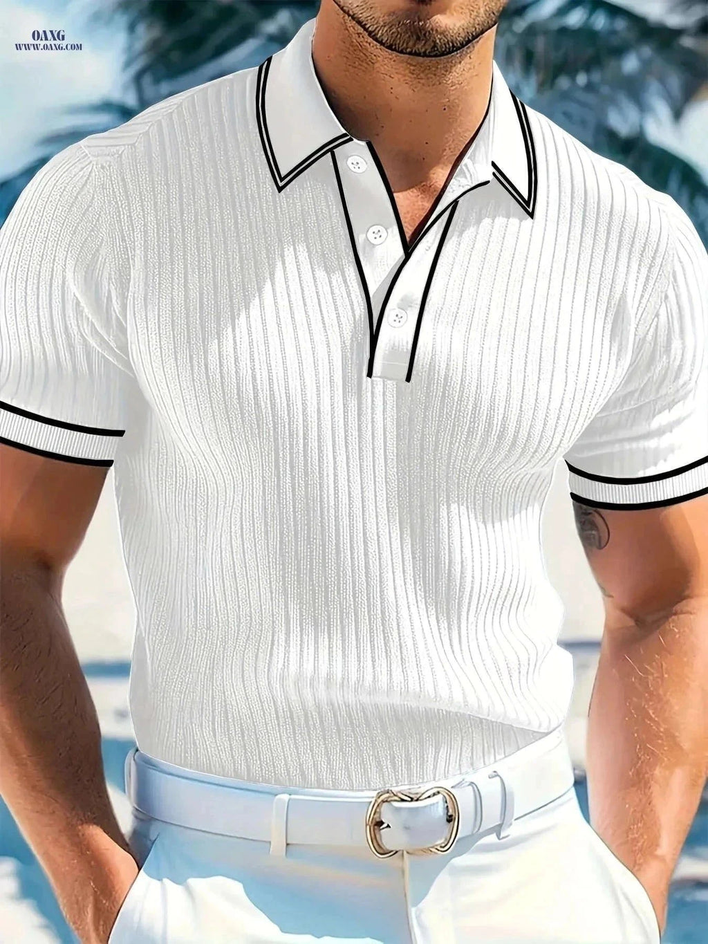 CLQWE Men's Color-Blocked Polo Shirt - Short Sleeve Casual Summer Wear   OAXG Navy Blue / FR S