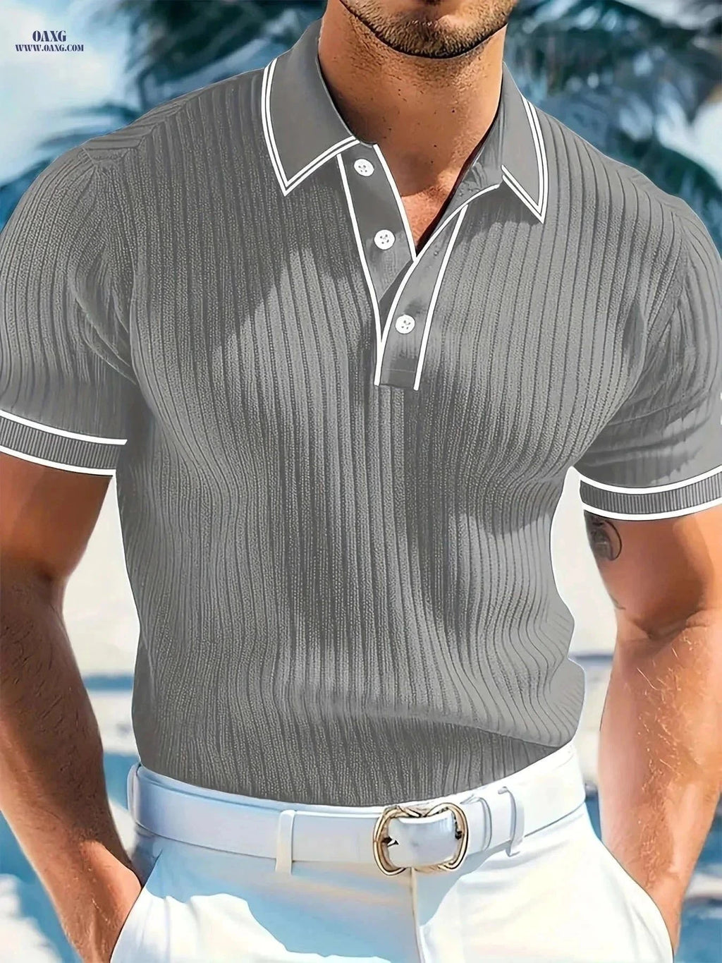 CLQWE Men's Color-Blocked Polo Shirt - Short Sleeve Casual Summer Wear   OAXG Navy Blue / FR S