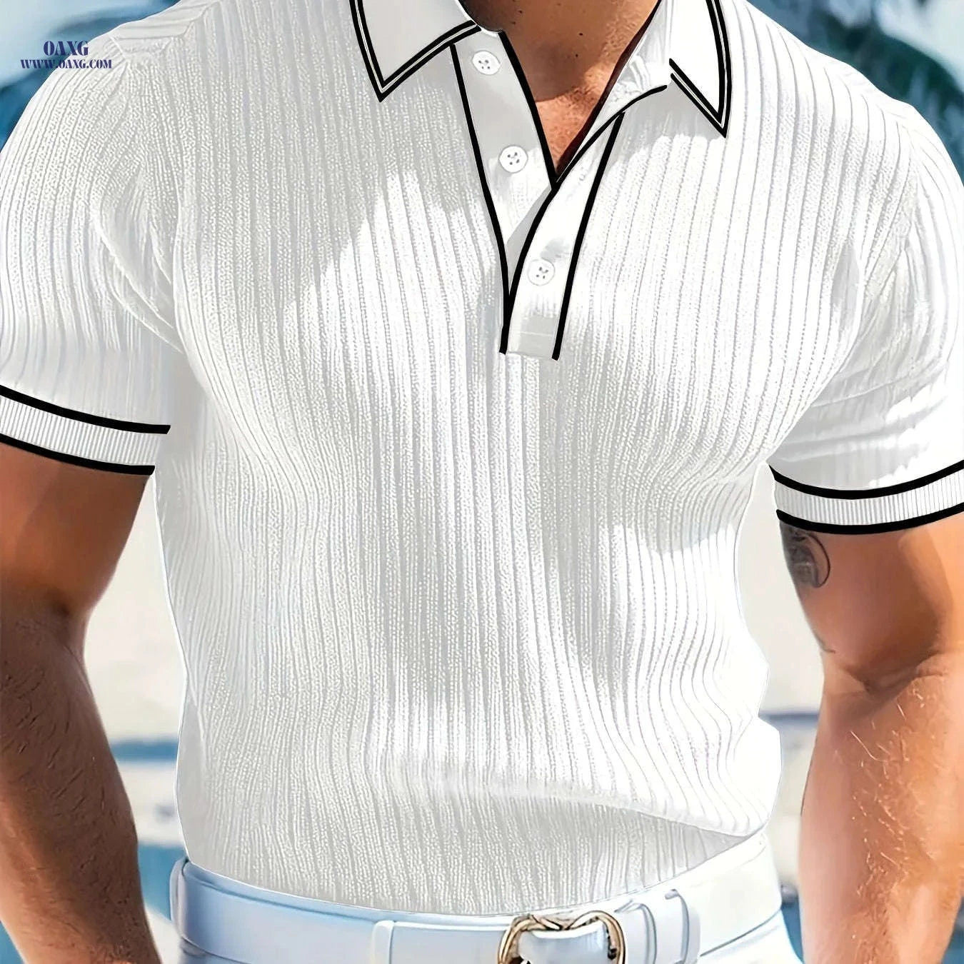 CLQWE Men's Color-Blocked Polo Shirt - Short Sleeve Summer Casual   OAXG 