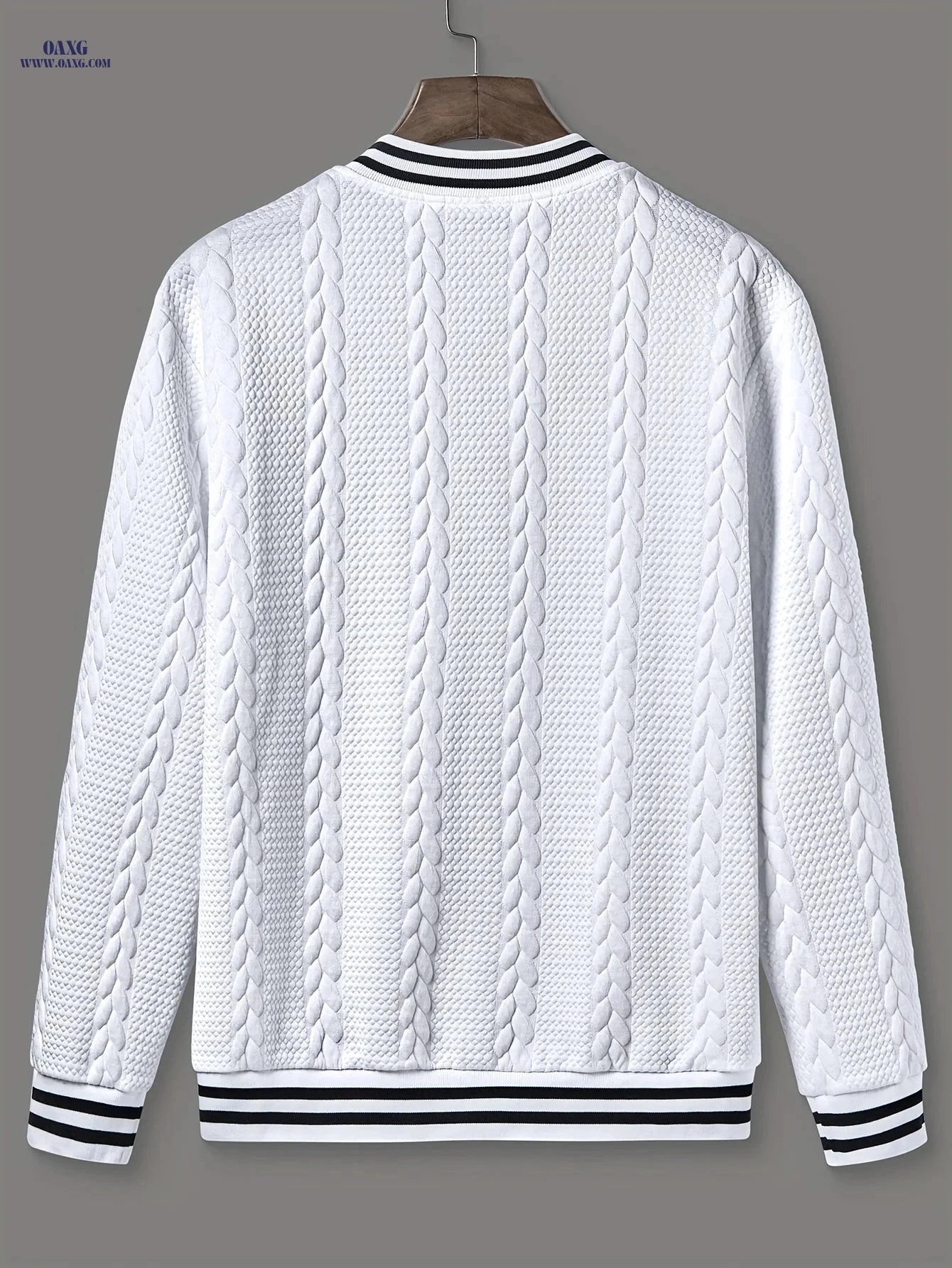 CLQWE Men's Fashion Jacket - Casual Autumn/Winter Knit Style   OAXG White / FR S