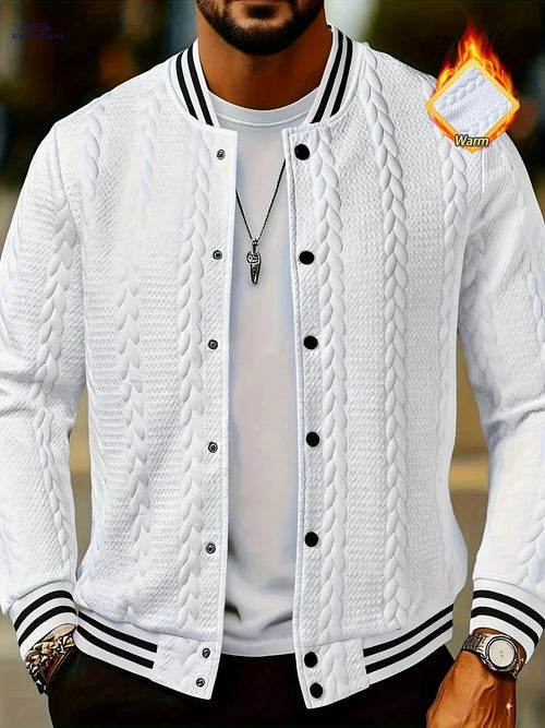 CLQWE Men's Fashion Jacket - Casual Autumn/Winter Knit Style   OAXG White / FR S