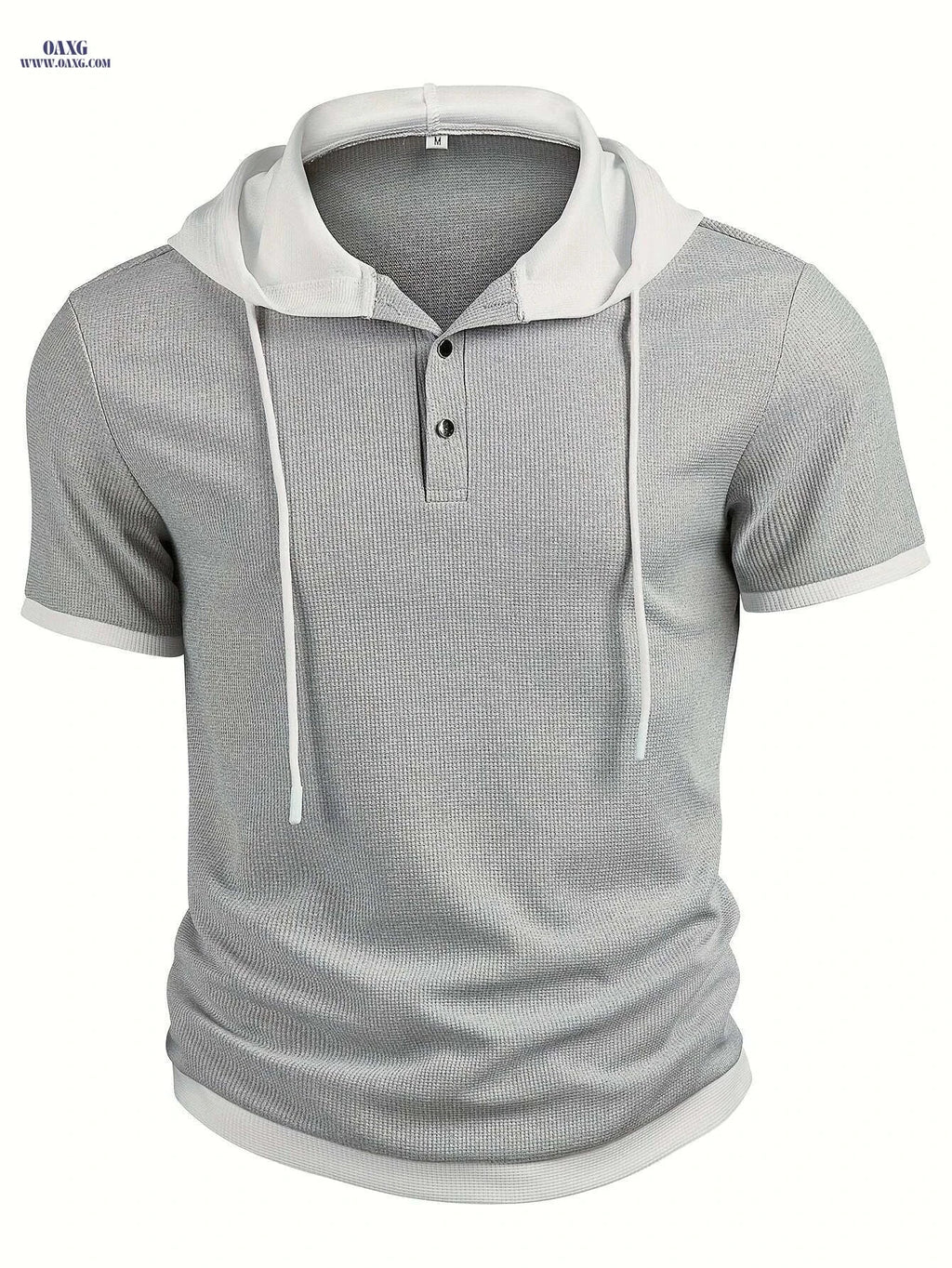 CLQWE Men's Summer Henley Shirt - Breathable Color Block Design   OAXG Silvery Grey / S