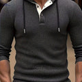 CLQWE Men's Two-Tone Ribbed Hooded Henley Shirt - Casual Fall Style   OAXG 
