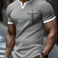 CLQWE Men's V-Neck "FAITH" Waffle Knit T-Shirt - Casual Summer Top   OAXG 