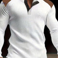 CLQWE Men's Waffle-Knit Henley Shirt - Casual Long Sleeve Top   OAXG White / S