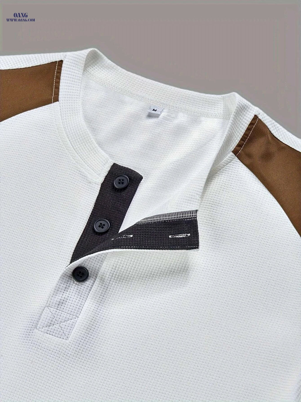 CLQWE Men's Waffle-Knit Henley Shirt - Casual Long Sleeve Top   OAXG White / S