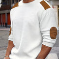 CLQWE Men's Waffle Knit Sweatshirt - Color Block with Patches   OAXG 