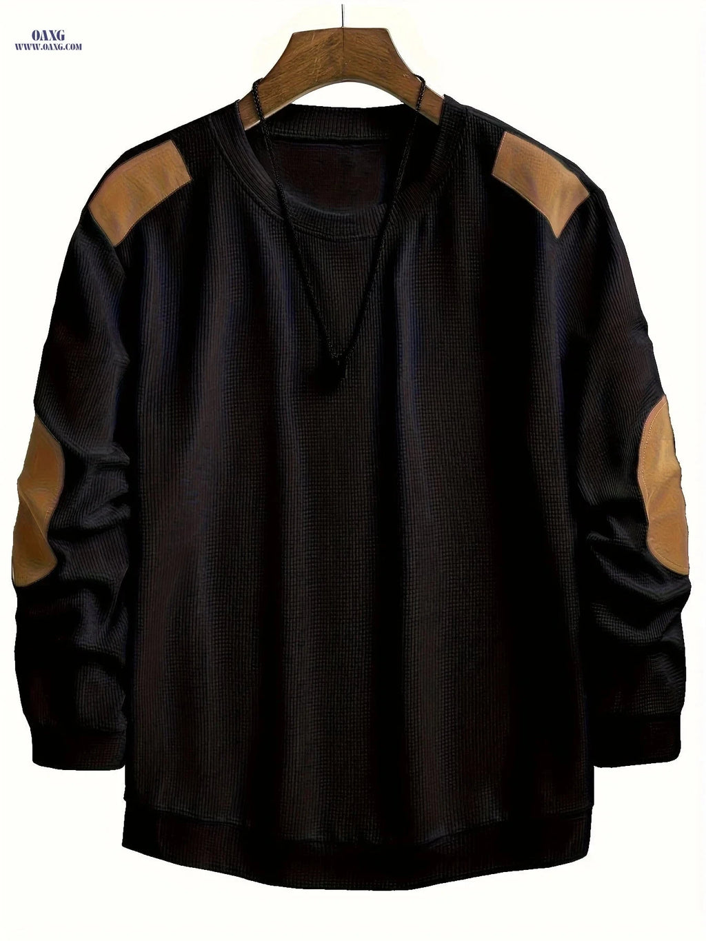 CLQWE Men's Waffle Knit Sweatshirt - Color Block with Patches   OAXG White / FR S