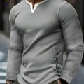 CLQWE Men's Waffle Texture Henley Shirt - Casual Fall Style   OAXG 