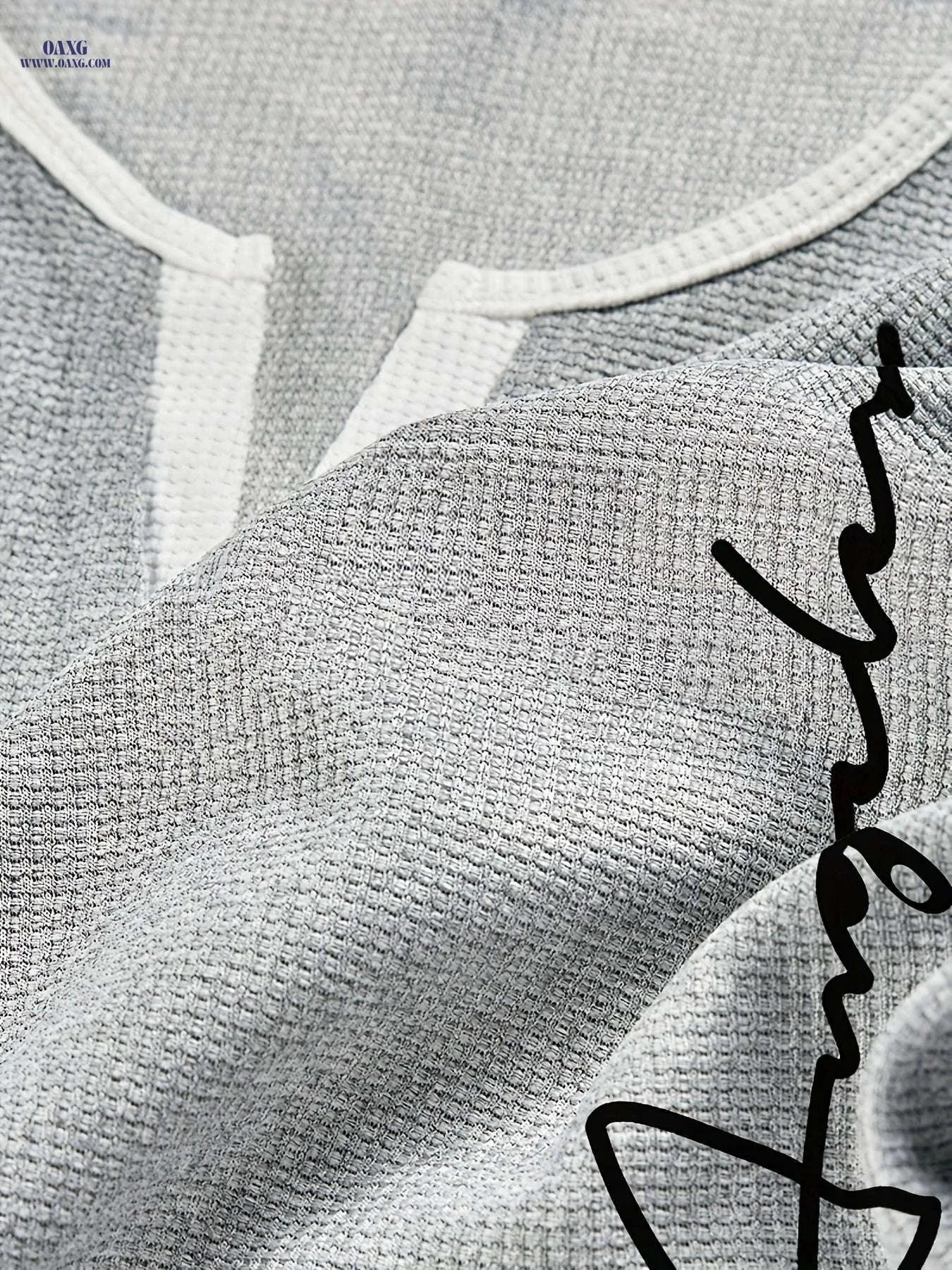 CLQWE Men's Waffle Texture Henley Shirt - Casual Fall Style   OAXG Grey / FR S
