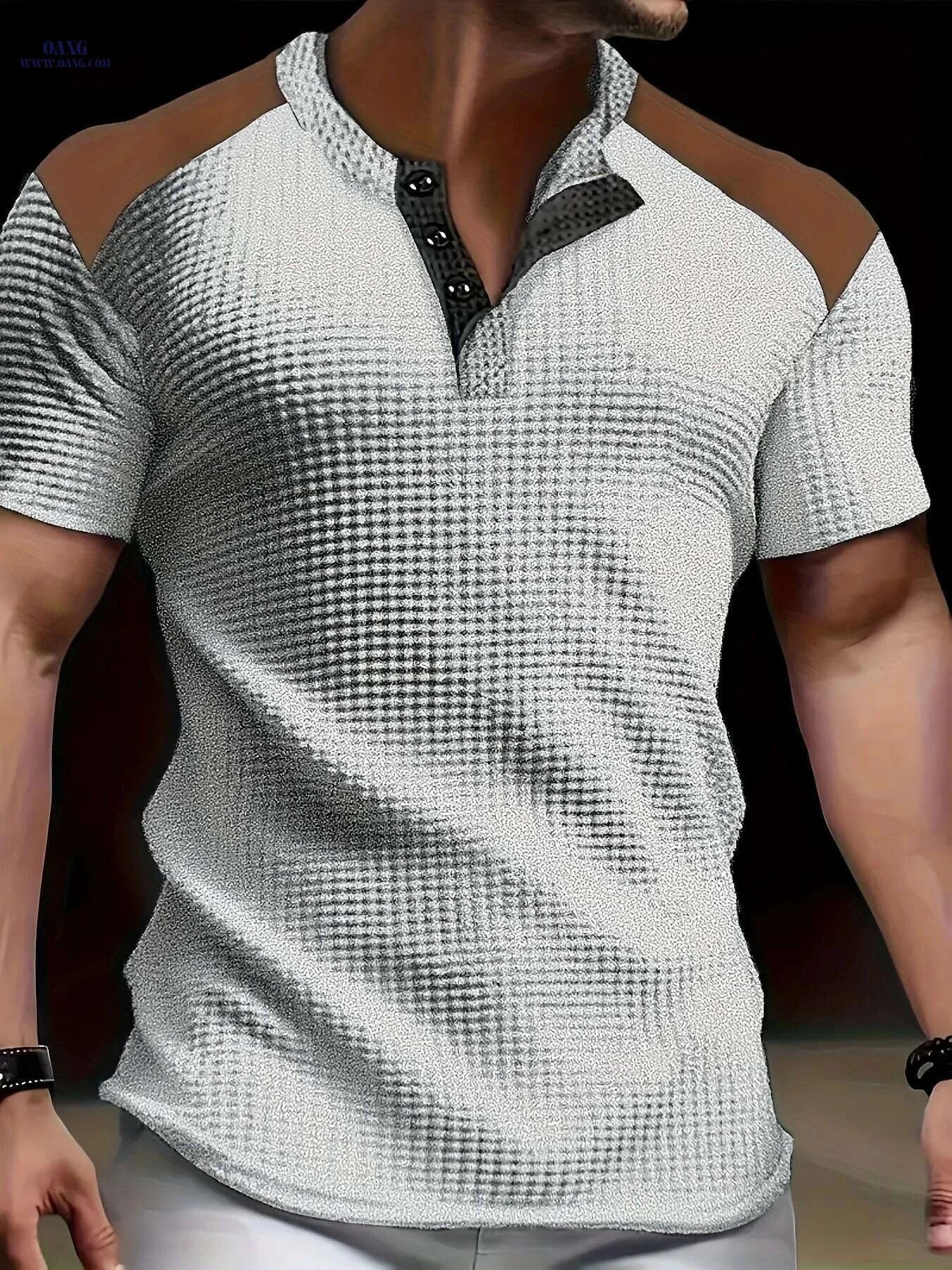 CLQWE Men's Waffle Texture Henley Shirt - Casual Summer Short Sleeve   OAXG White / S
