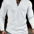 CLQWE Stylish White Henley Shirt - Casual Long Sleeve, Button Detail   OAXG 
