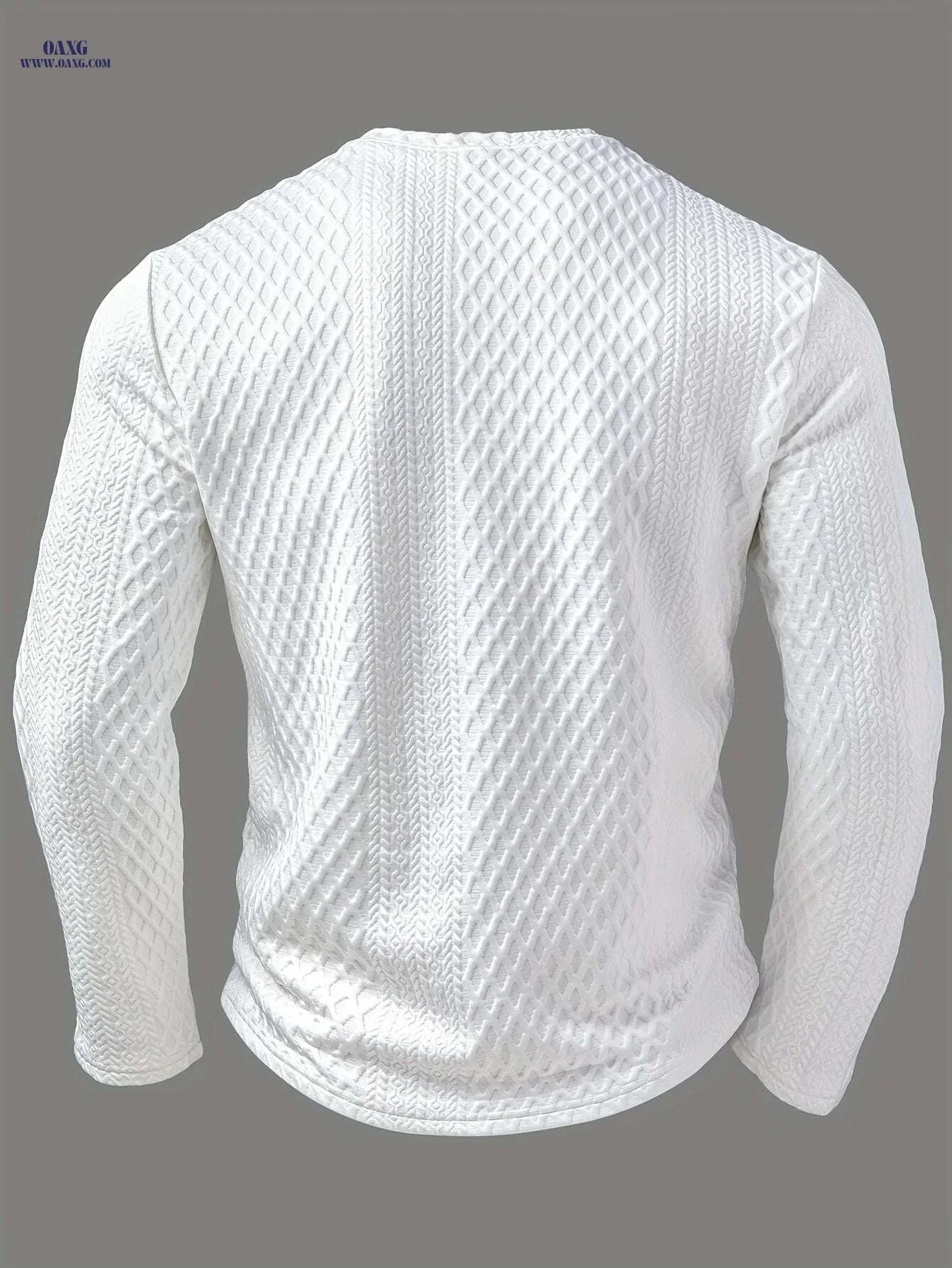 CLQWE Stylish White Henley Shirt - Casual Long Sleeve, Button Detail   OAXG White / S
