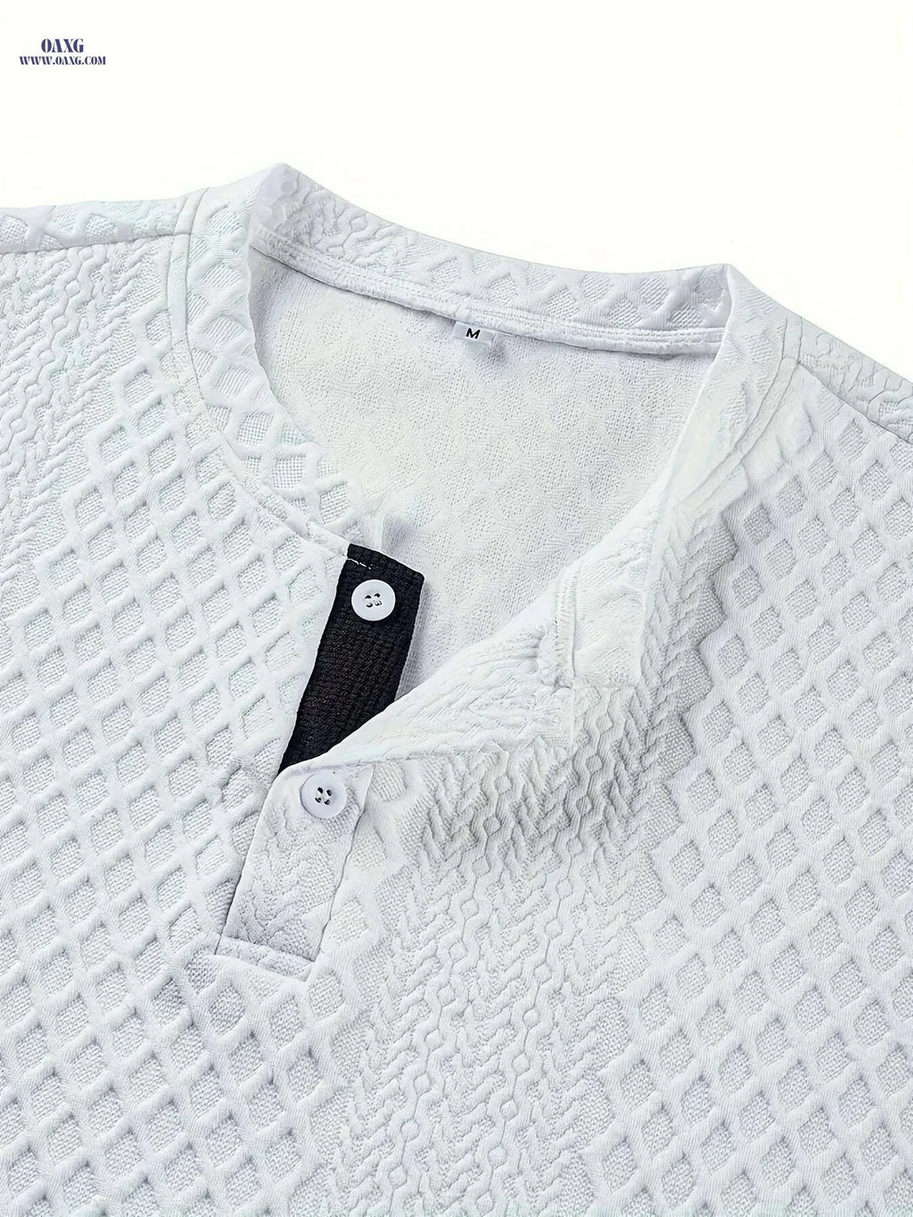 CLQWE Stylish White Henley Shirt - Casual Long Sleeve, Button Detail   OAXG White / S