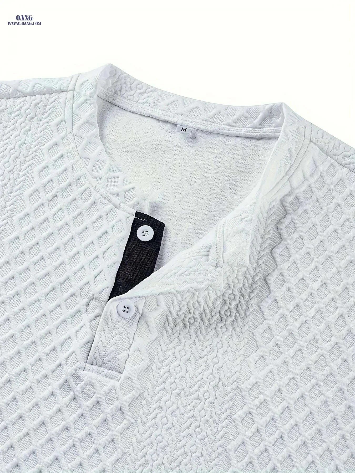 CLQWE Stylish White Henley Shirt - Casual Long Sleeve, Button Detail   OAXG White / S