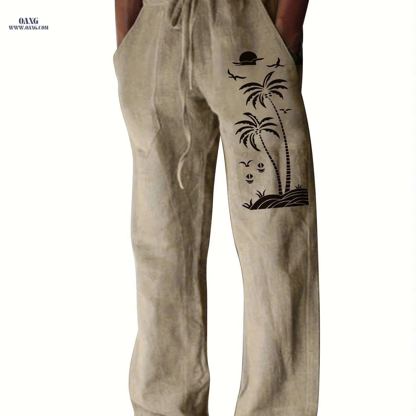 Coconut Tree Graphic Men's Beach Trousers - Casual Summer Style   OAXG Blue / FR S