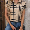 Collared Plaid Women's Shirt - Casual Style for All Seasons   OAXG Mixed colors / S