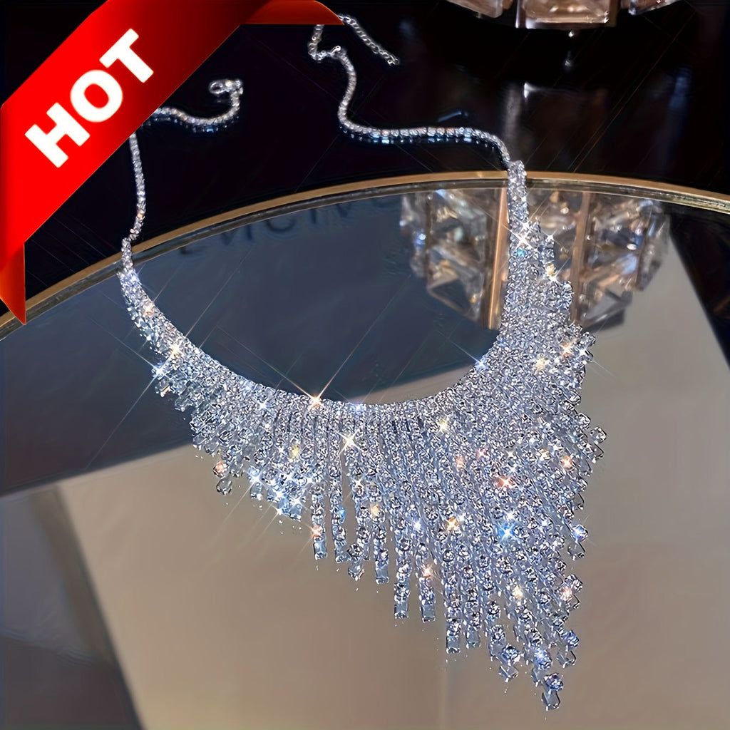 Collier Tressé Luxueux à Franges avec Rhinestones – Élégant et Tendance   OAXG 