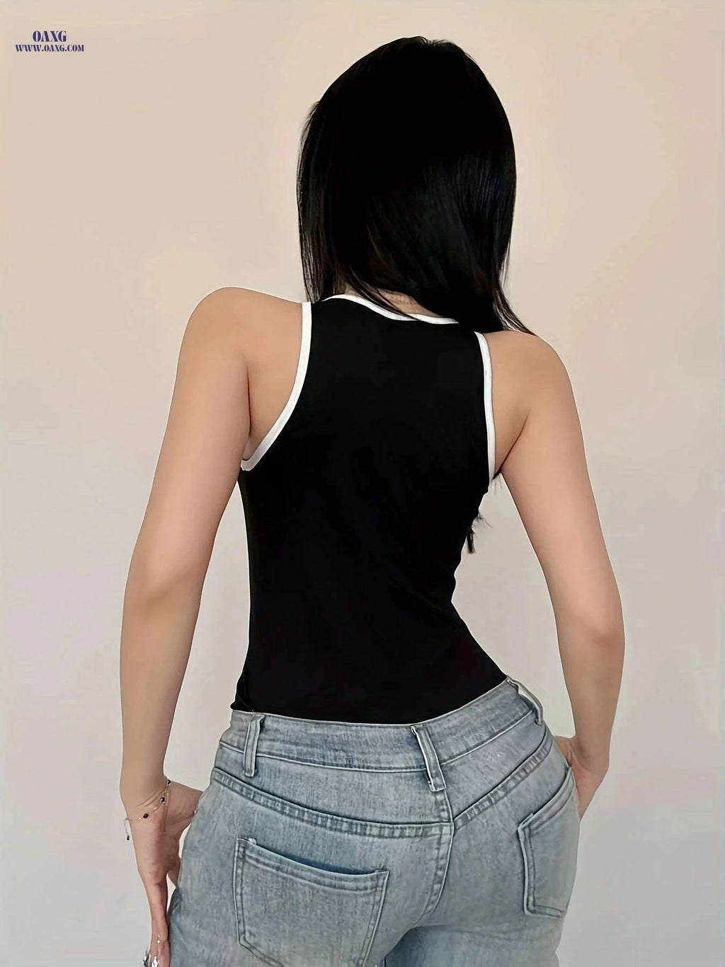 Color Block Casual Tight Top - Sleeveless Summer Style, Regular Fit   OAXG 