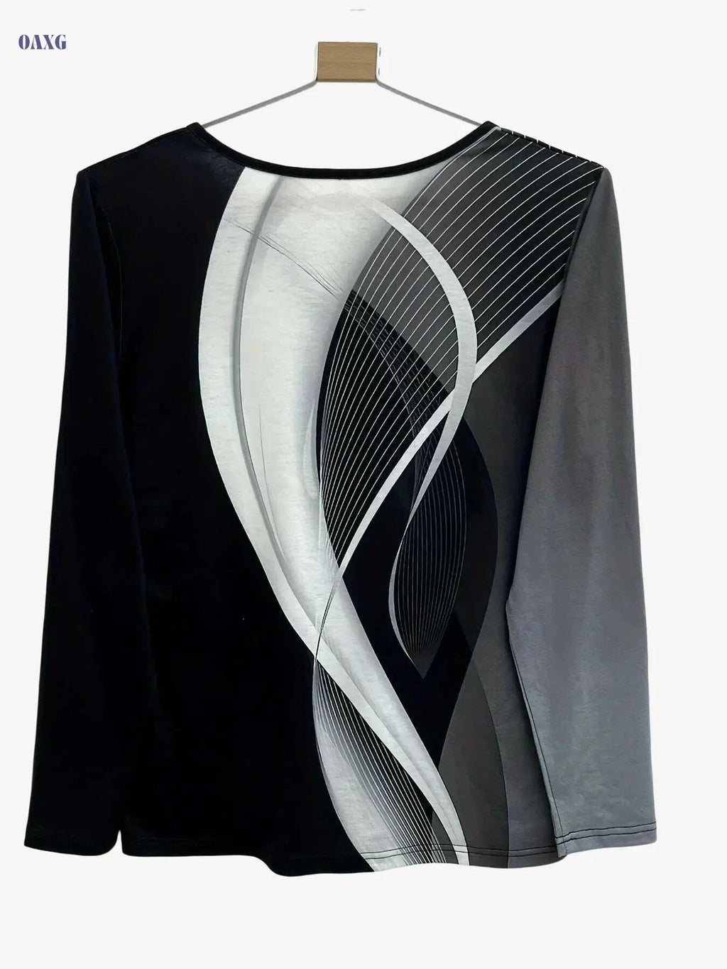 Color Block Notch Neck T-Shirt - Casual Long Sleeve Women's Top   OAXG Mixed Color / S