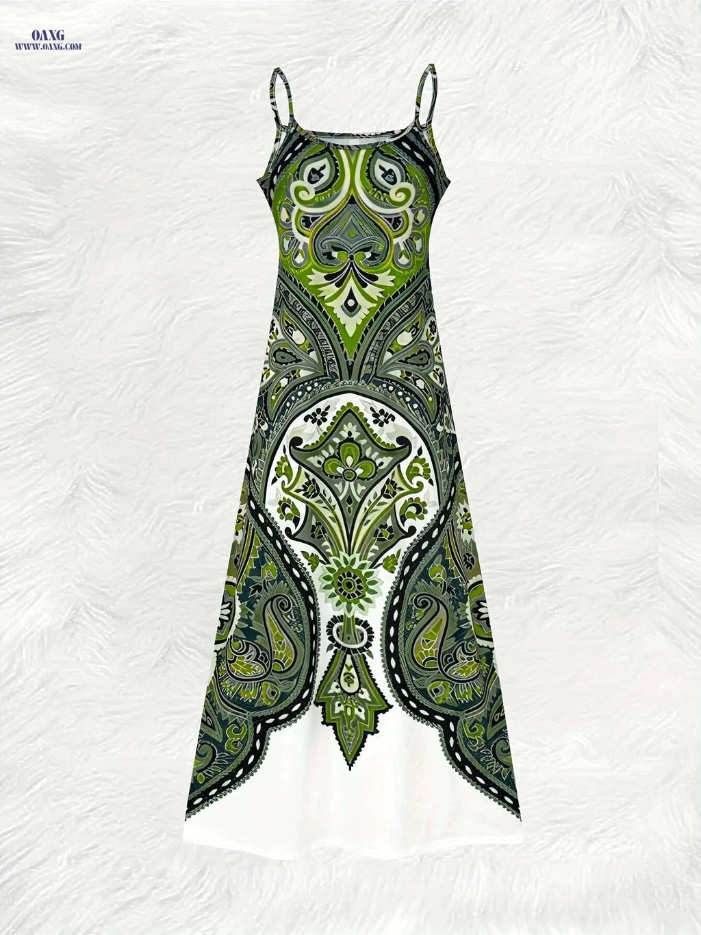Colorful Paisley Floral Summer Sling Dress - Round Neck Style   OAXG 