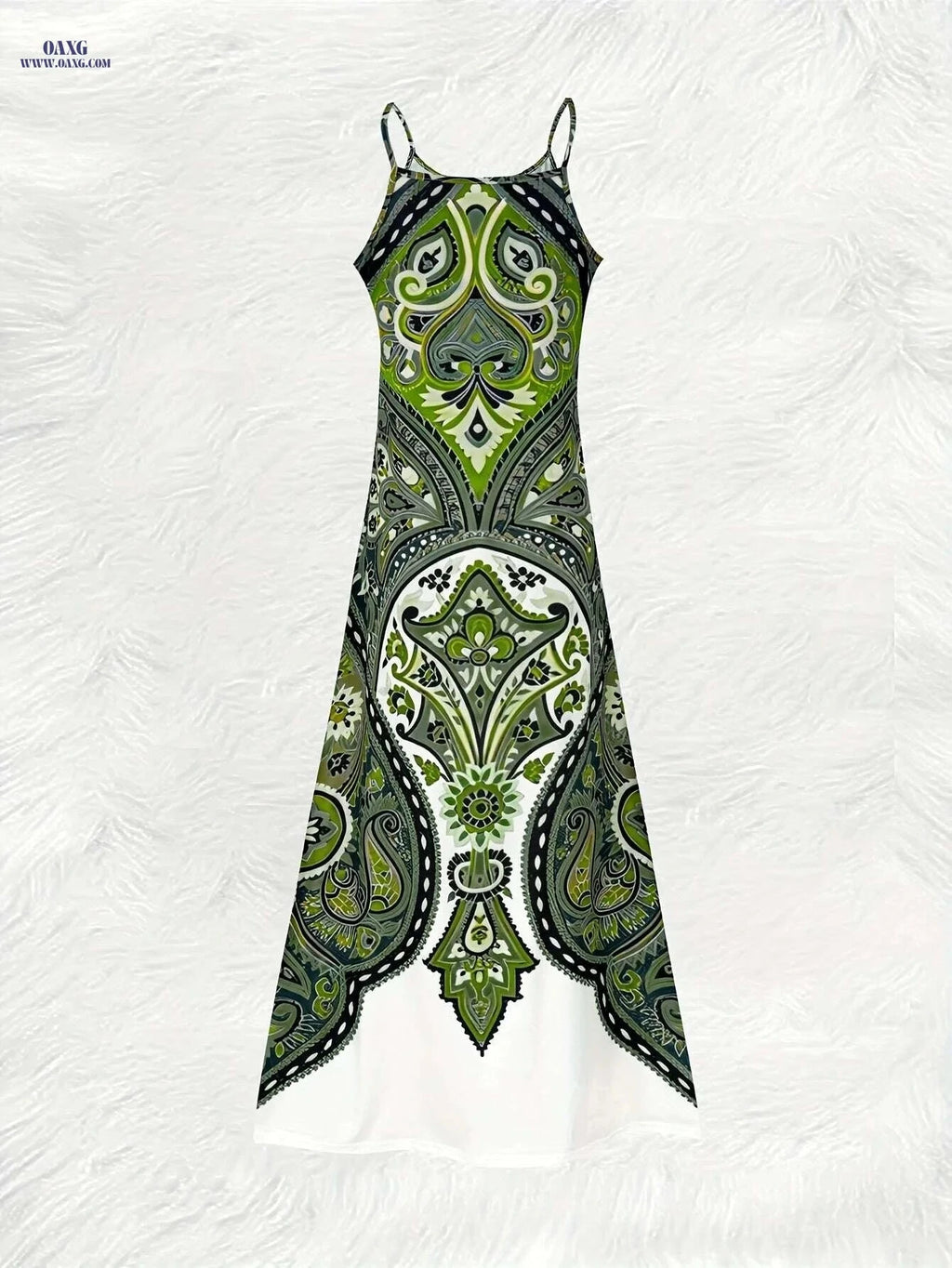 Colorful Paisley Floral Summer Sling Dress - Round Neck Style   OAXG 