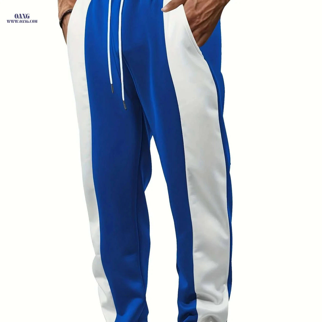 Comfortable Color-Block Jogger Pants - Adjustable Drawstring Waist   OAXG 