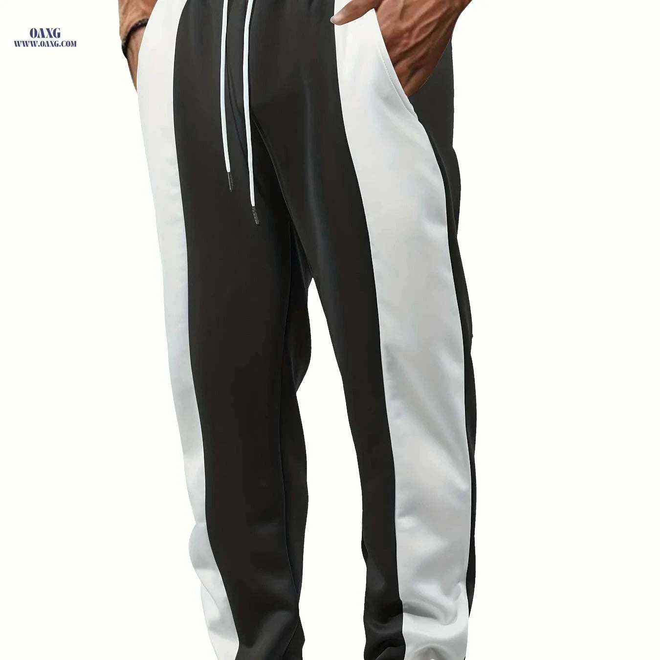 Comfortable Color-Block Jogger Pants - Adjustable Drawstring Waist   OAXG dark brown / S