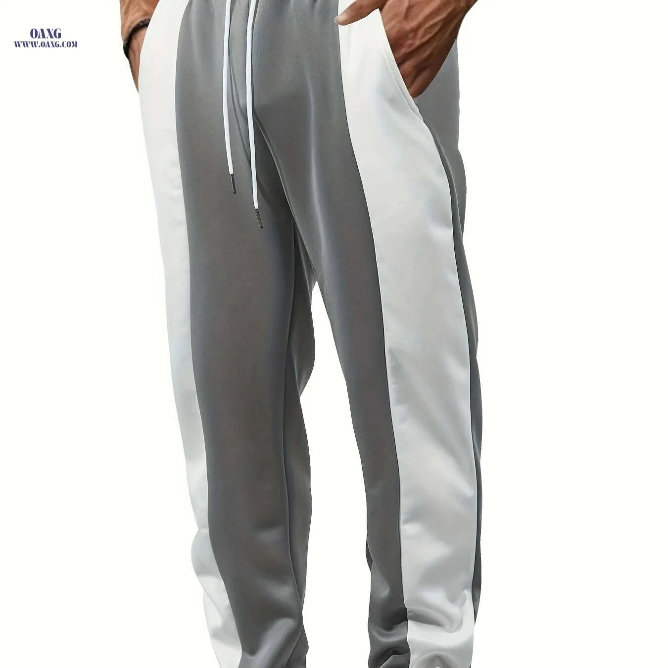 Comfortable Color-Block Jogger Pants - Adjustable Drawstring Waist   OAXG dark brown / S