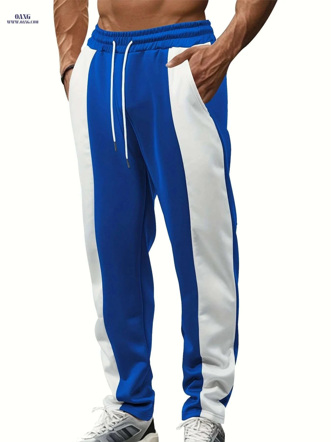 Comfortable Color-Block Jogger Pants - Adjustable Drawstring Waist   OAXG dark brown / S