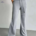 Comfortable High-Waisted Flare Leg Joggers - Women's Light Gray Pants   OAXG 
