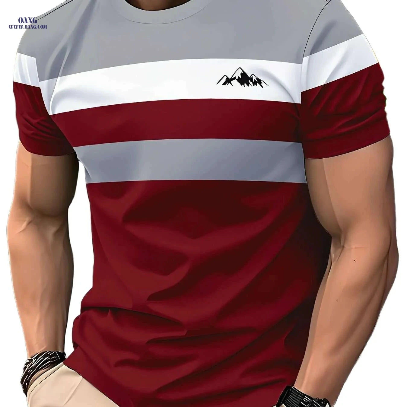 Comfortable Men's T-shirt - Casual 100% Polyester, Short Sleeves   OAXG 