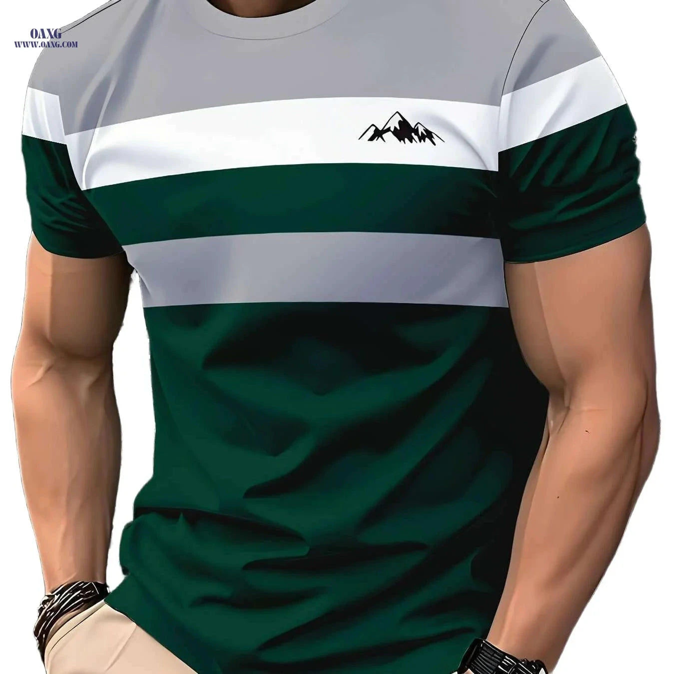 Comfortable Men's T-shirt - Casual 100% Polyester, Short Sleeves   OAXG Blue / S