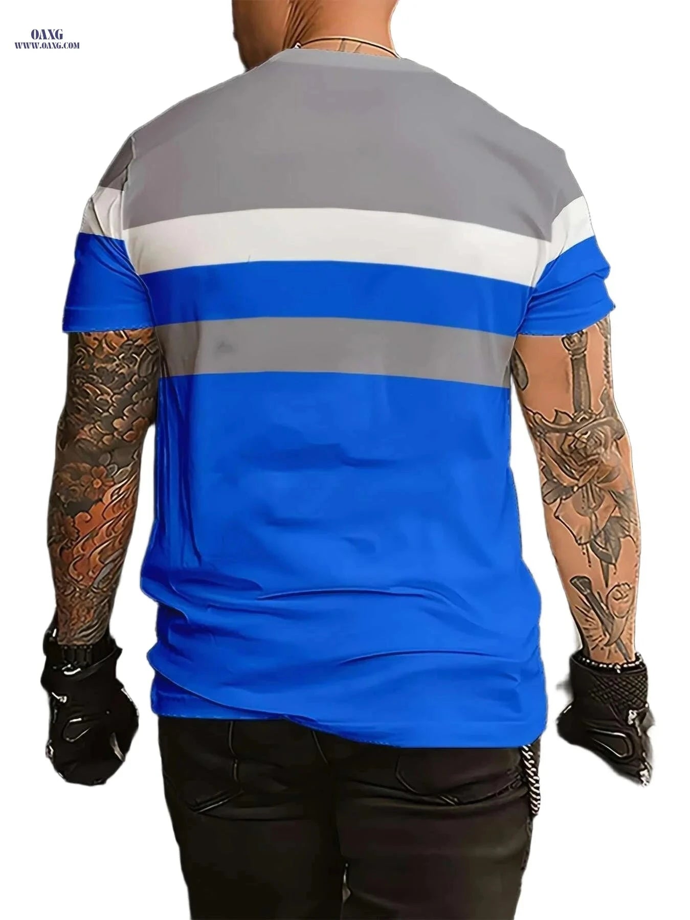 Comfortable Men's T-shirt - Casual 100% Polyester, Short Sleeves   OAXG Blue / S
