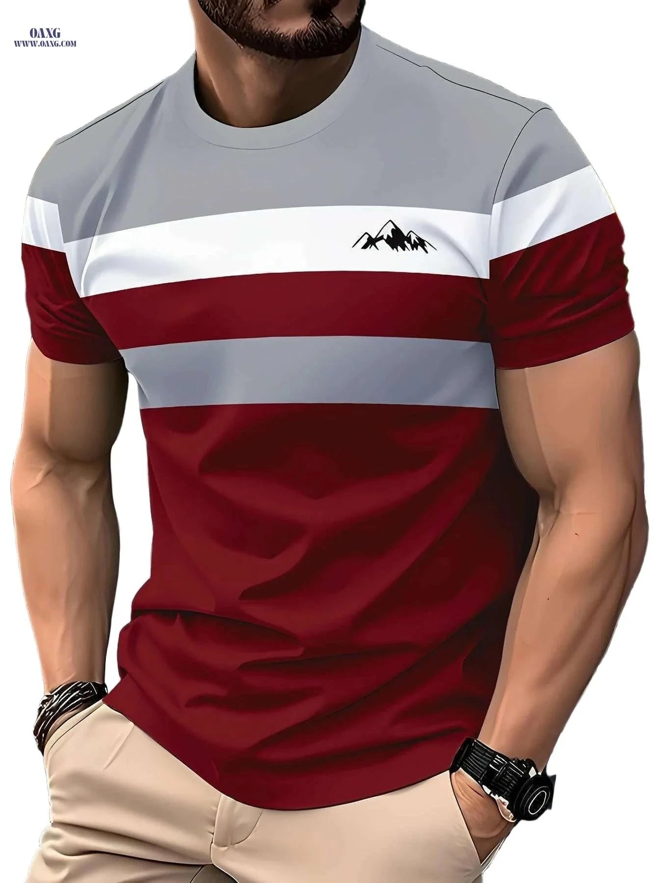 Comfortable Men's T-shirt - Casual 100% Polyester, Short Sleeves   OAXG Blue / S