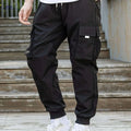 Comfy Men's Cargo Pants - Loose Fit with Drawstring & Flap Pockets   OAXG Black / S