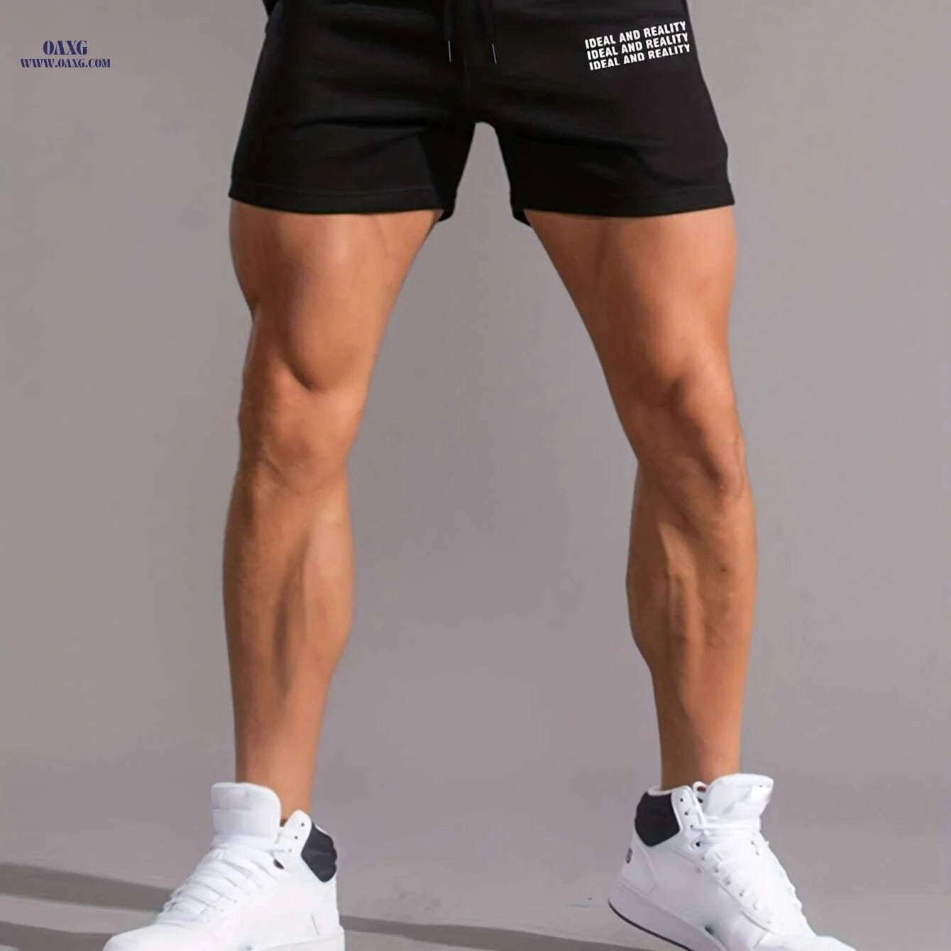 Comfy Men's Drawstring Shorts - Slight Stretch, Alphabet Print for Summer   OAXG Khaki / S